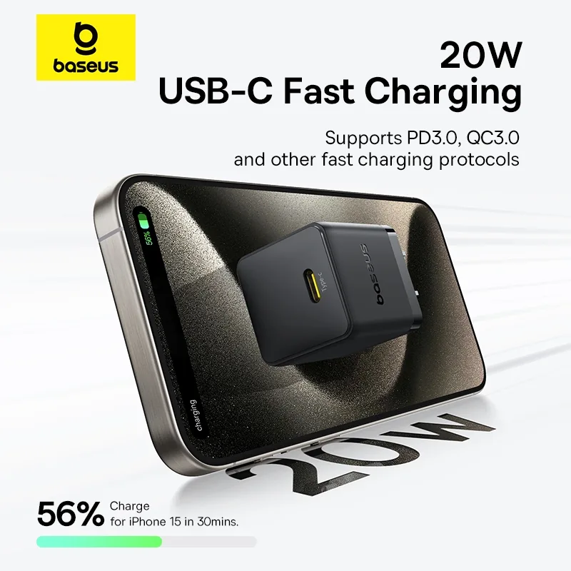 Baseus Palm Series Fast Charger 20W PD 1C CN with Cable for Sale in Pakistan