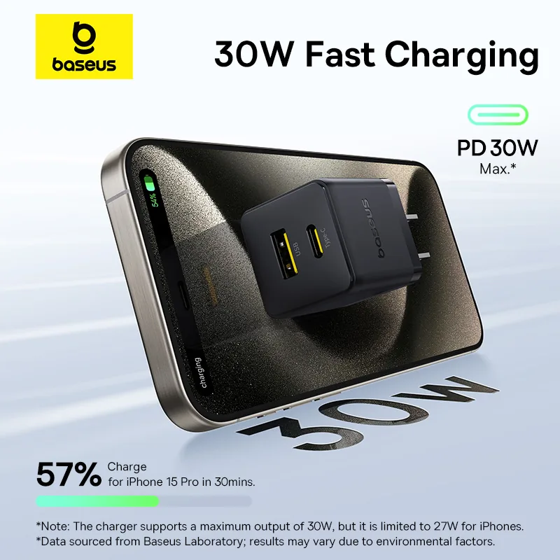 Baseus Palm Series Fast Charger U+C 30W for Sale in Pakistan
