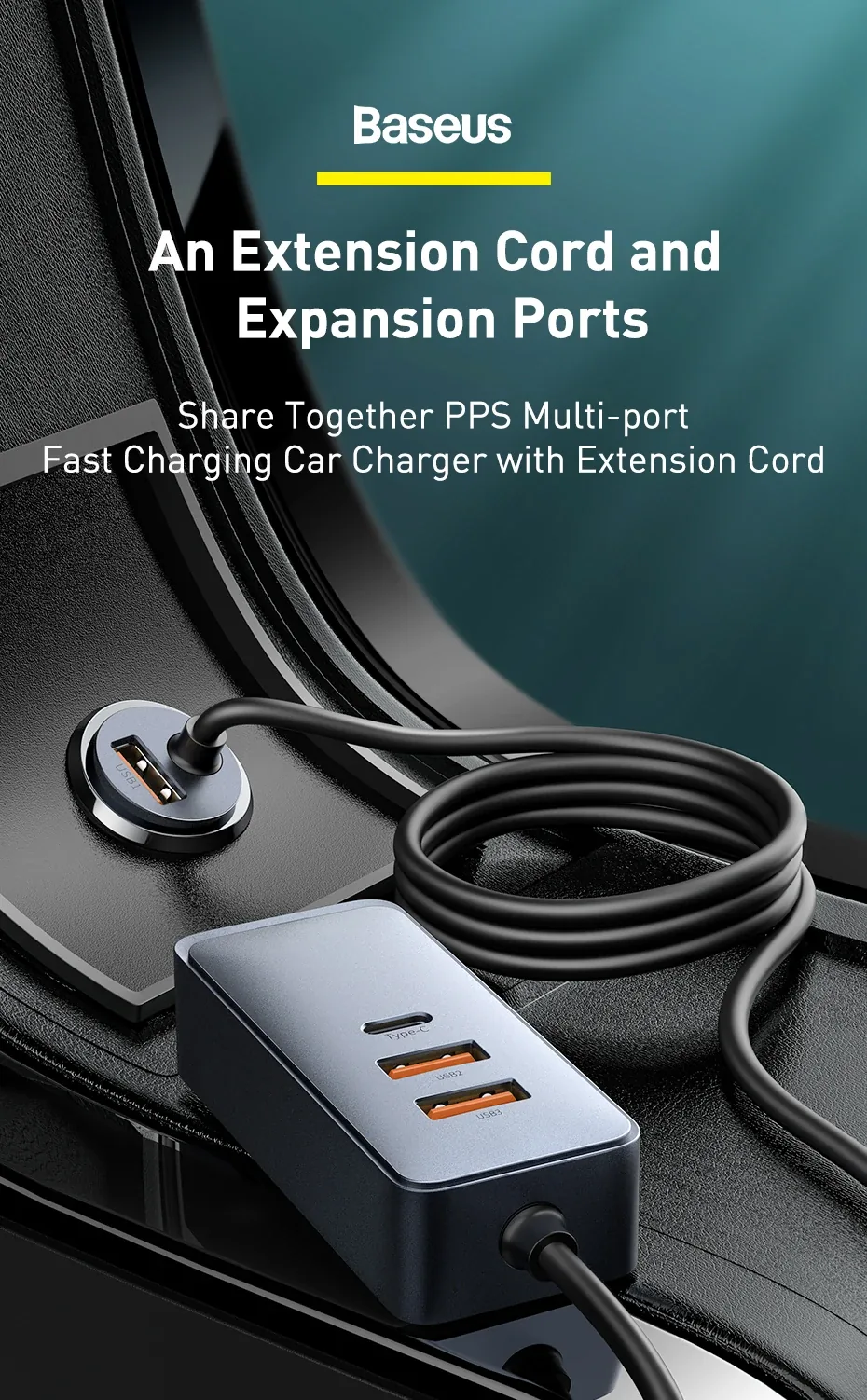 Baseus Share Together 120W PPS Quick Car Charger 2C+2U for Sale in Pakistan