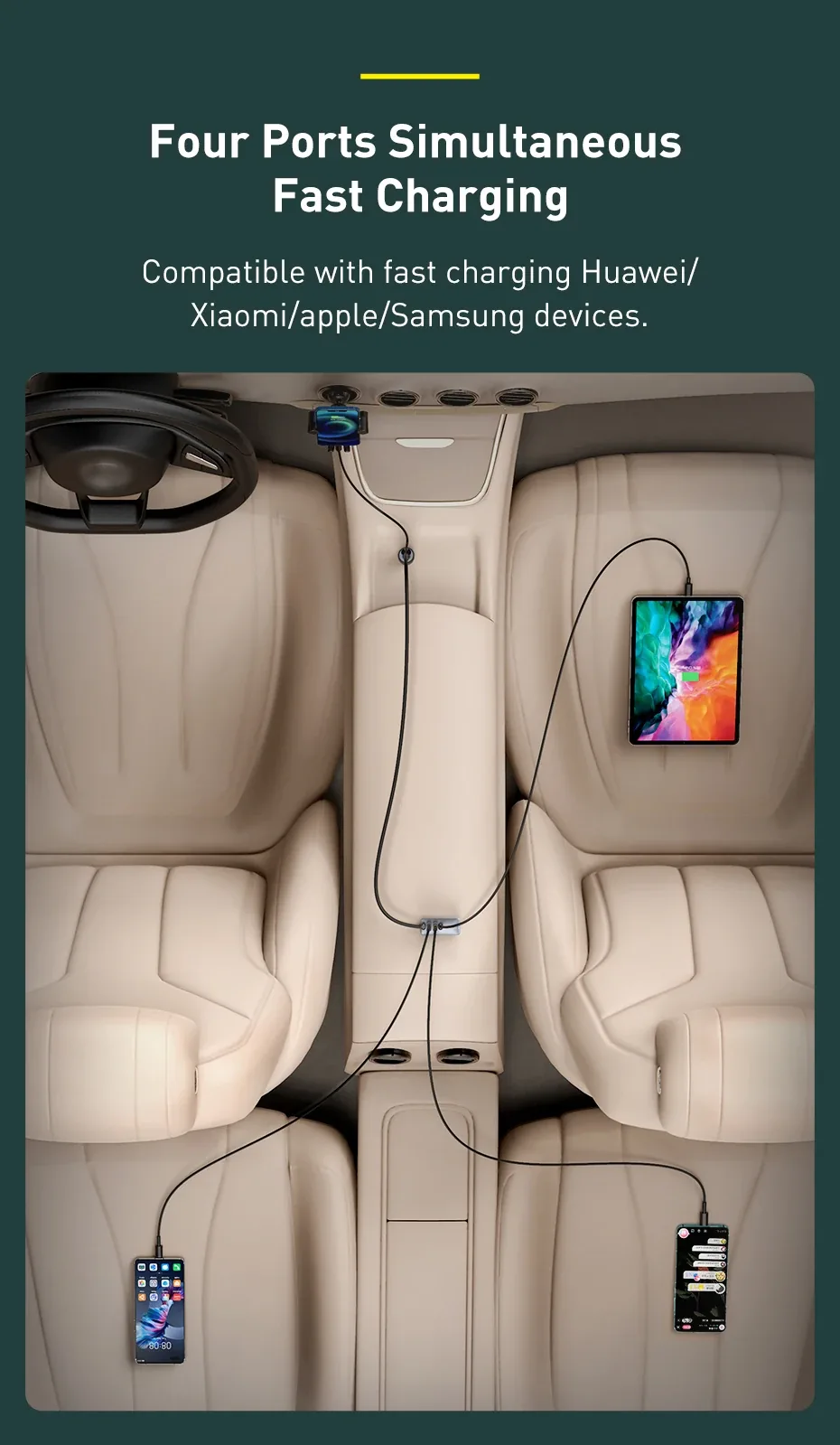 Baseus Share Together 120W PPS Quick Car Charger 2C+2U for Sale in Pakistan