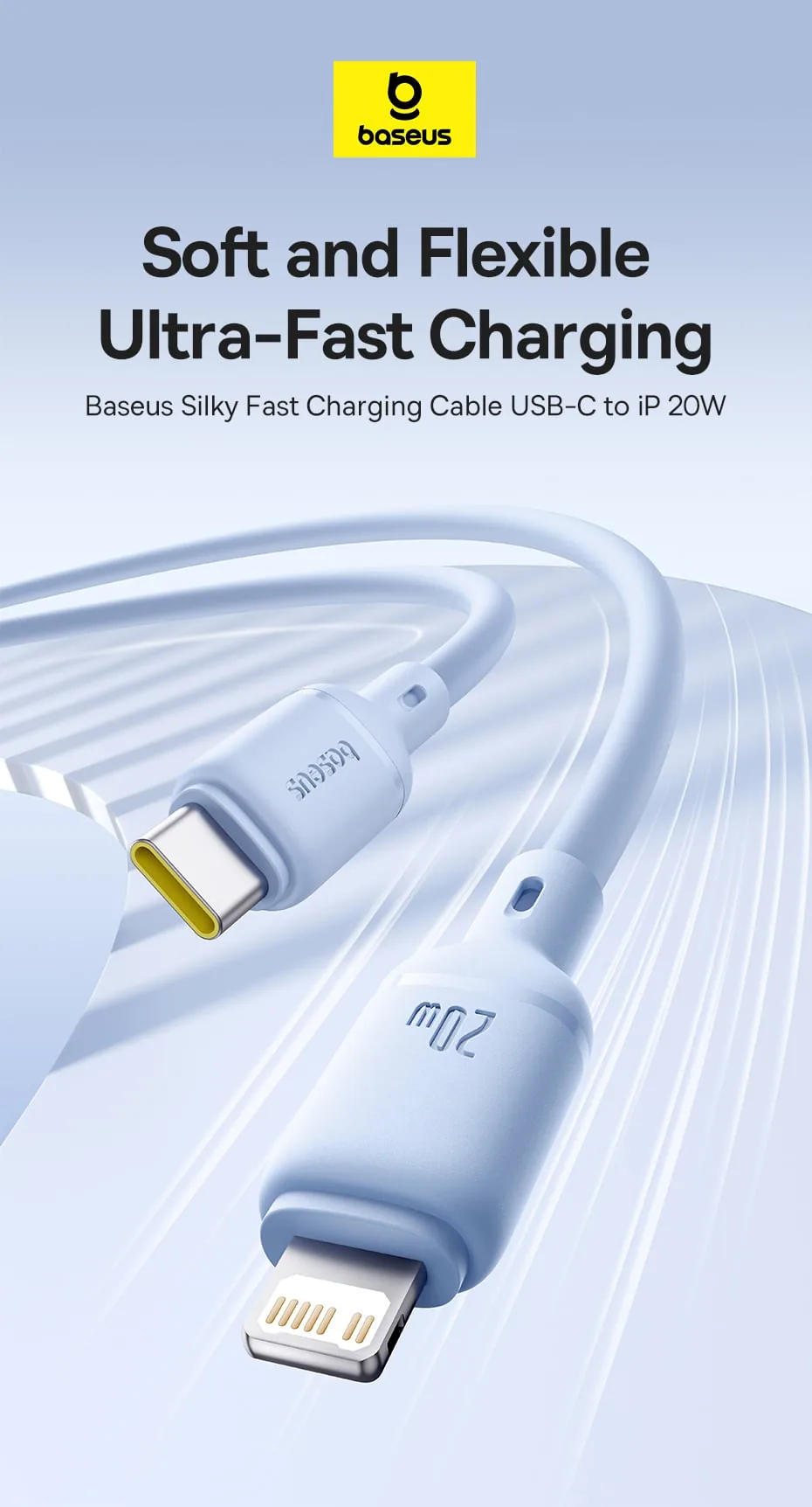 Baseus Silky Series Fast Charging Cable Type-C to IP 20W Moon White for Sale in Pakistan