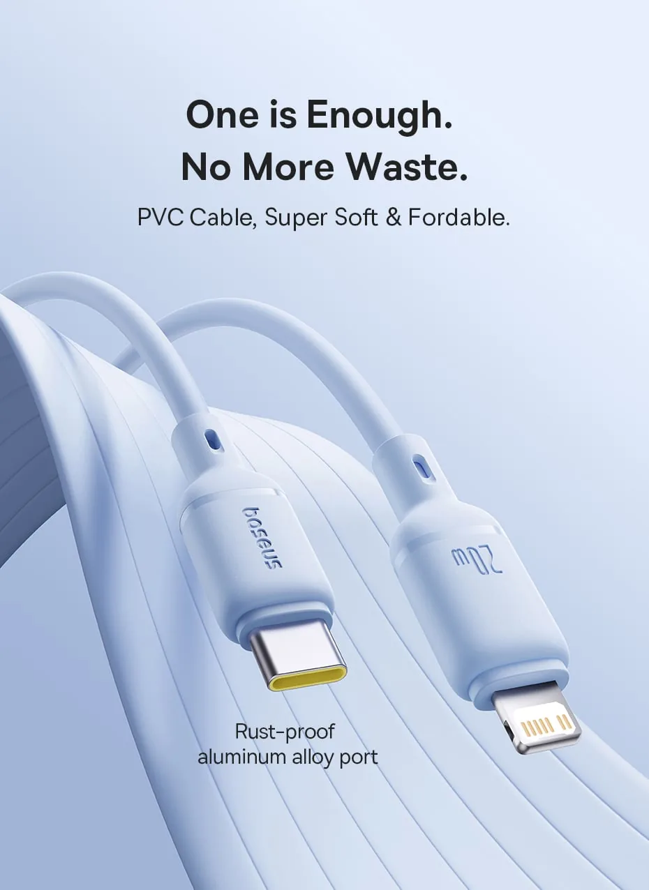 Baseus Silky Series Fast Charging Cable Type-C to IP 20W Moon White for Sale in Pakistan