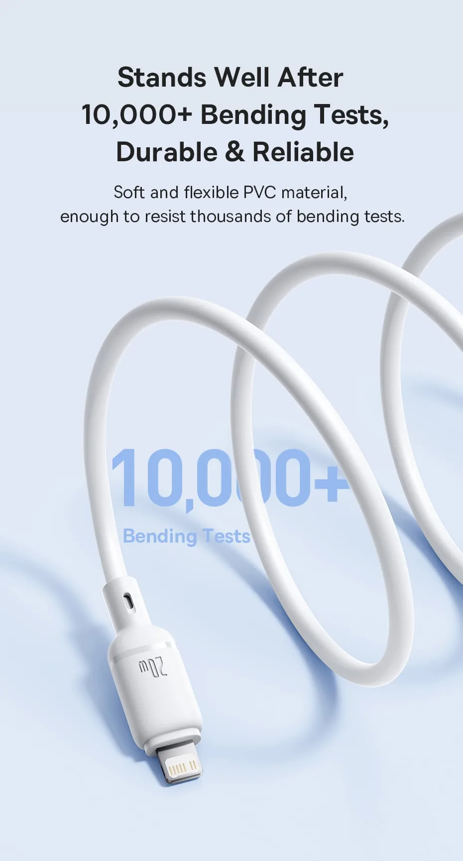 Baseus Silky Series Fast Charging Cable Type-C to IP 20W Moon White for Sale in Pakistan