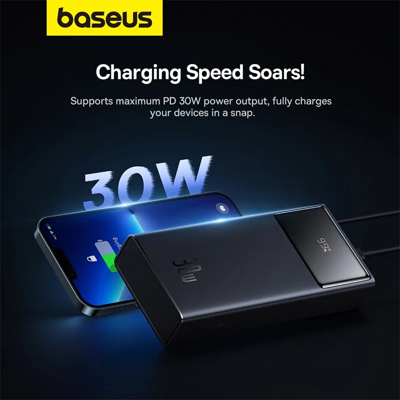 Baseus Star-Lord Digital Display Fast Charging Power Bank 30000mAh 30W Cluster Black for Sale in Pakistan