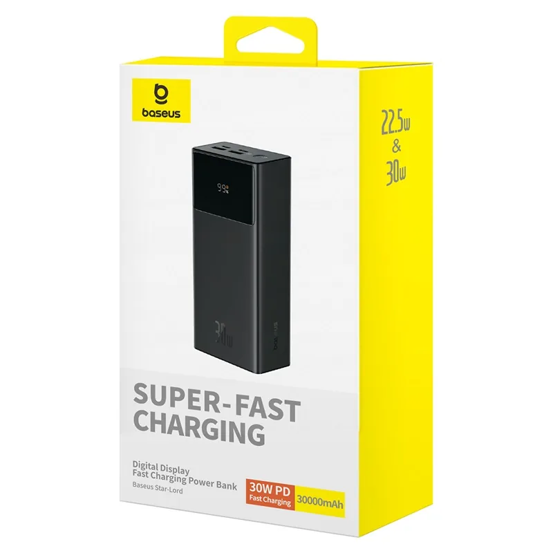 Baseus Star-Lord Digital Display Fast Charging Power Bank 30000mAh 30W Cluster Black for Sale in Pakistan