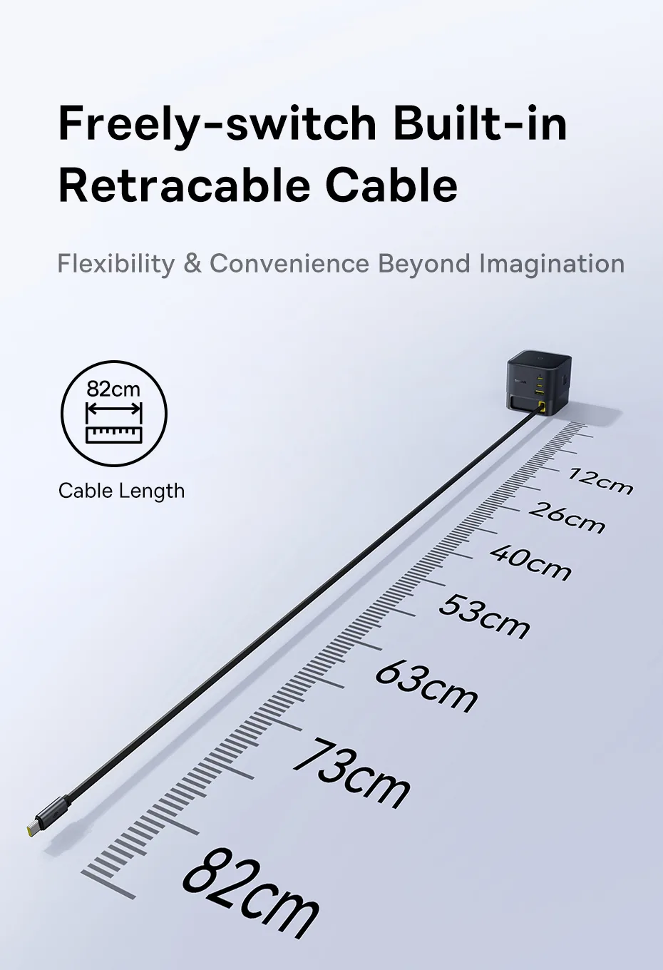 Baseus Super Gan 100W USB-C Retractable Cable Desktop Charger for Sale in Pakistan
