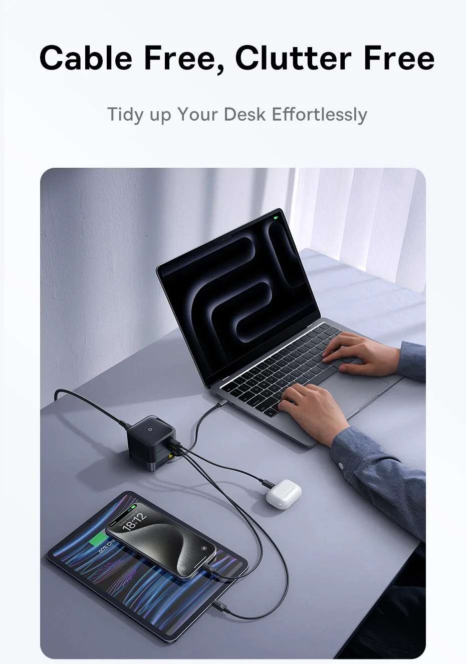Baseus Super Gan 100W USB-C Retractable Cable Desktop Charger for Sale in Pakistan