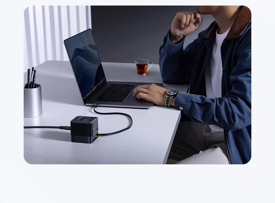 Baseus Super Gan 100W USB-C Retractable Cable Desktop Charger for Sale in Pakistan
