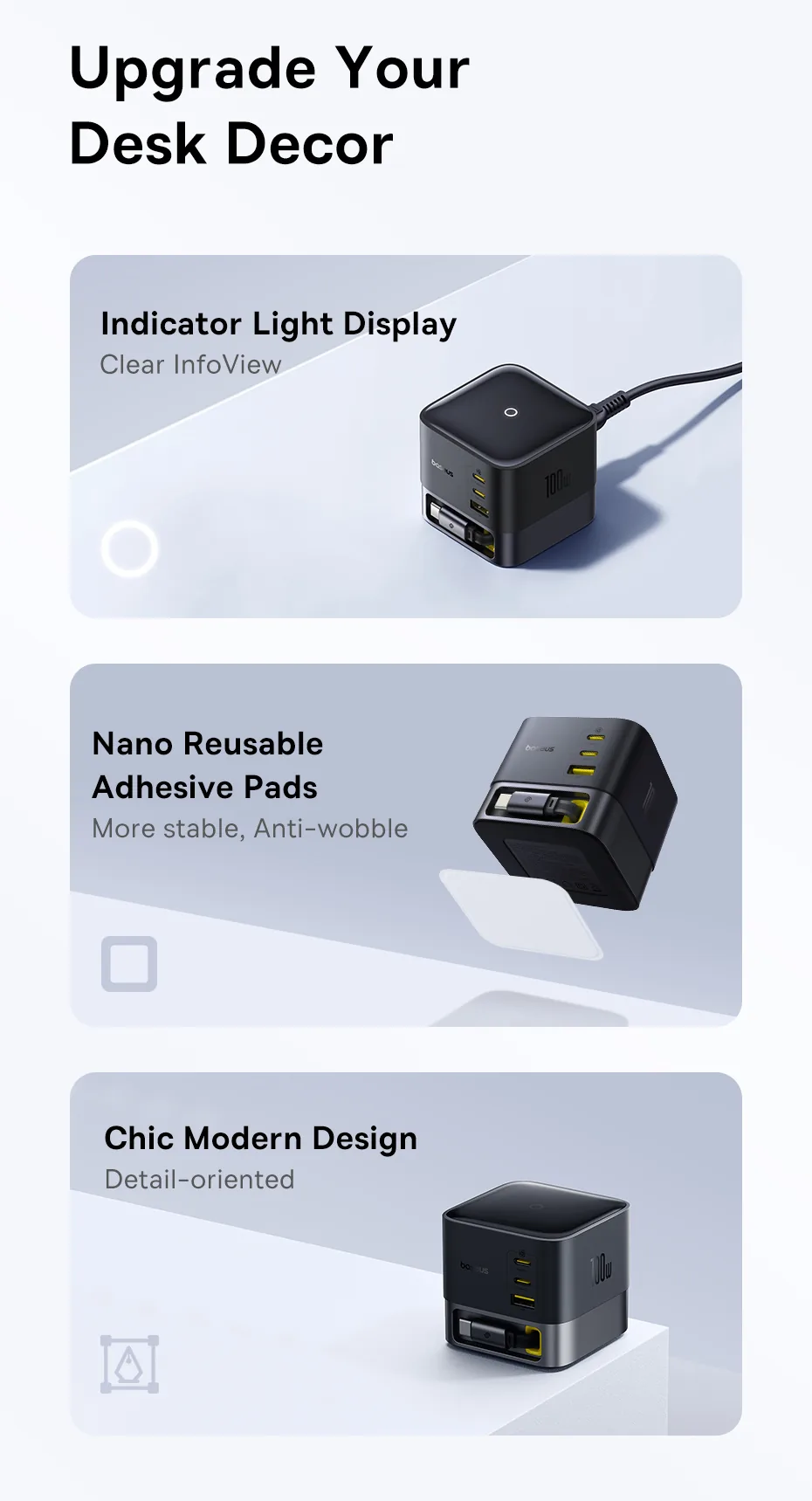 Baseus Super Gan 100W USB-C Retractable Cable Desktop Charger for Sale in Pakistan