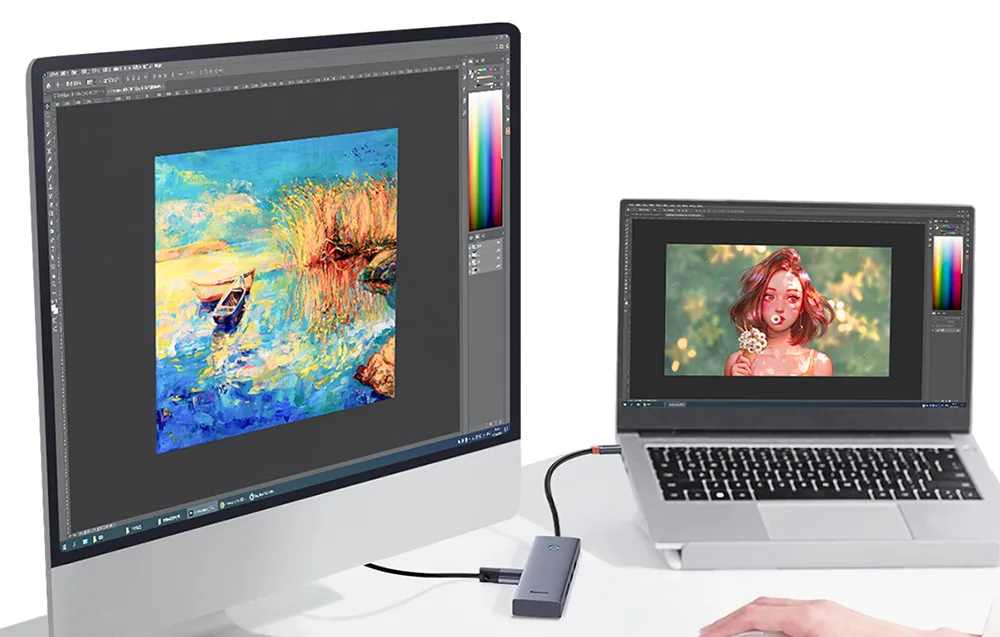 Baseus UltraJoy Series 5 in 1 USB-C to HDMI4K@30Hz+3xUSB 3.0+1xPD (grey) for Sale in Pakistan