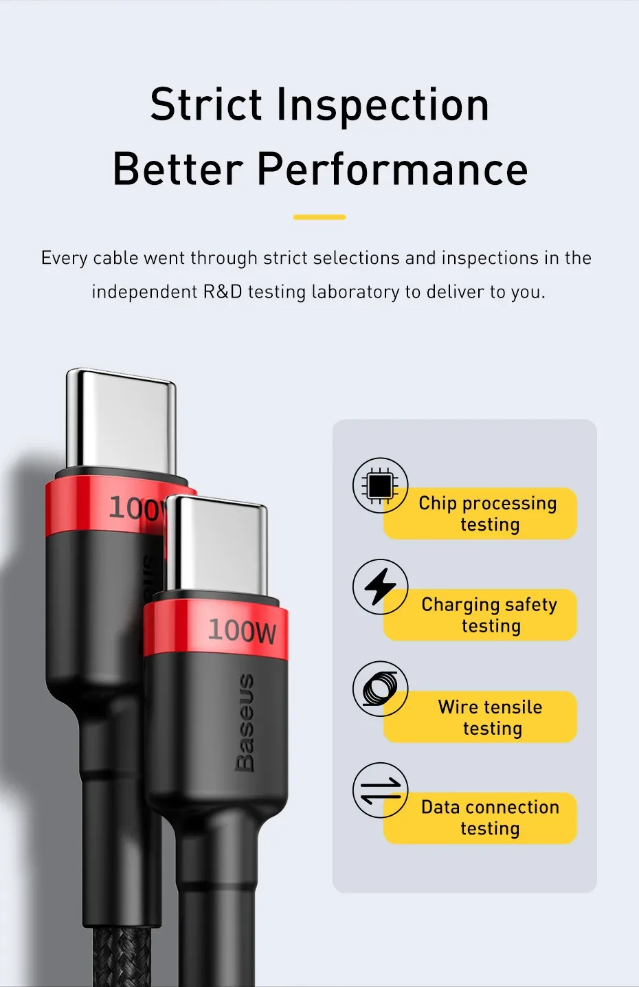 Baseus USB-C to USB-C PD QC Cable 100W 5A 2Meters for Sale in Pakistan