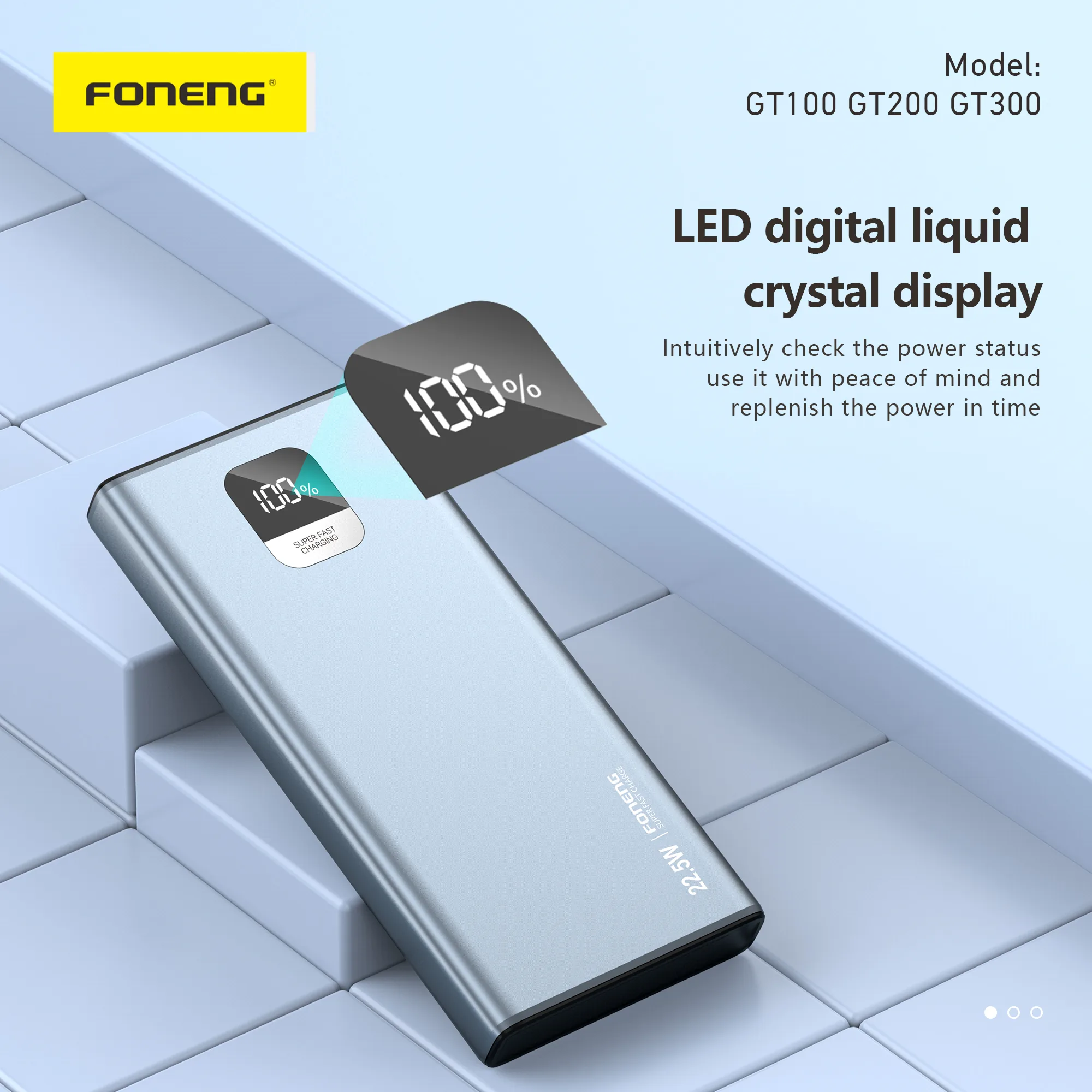 Foneng GT300 30000mAh Power Bank (22.5W & 3 Outputs) for Sale in Pakistan