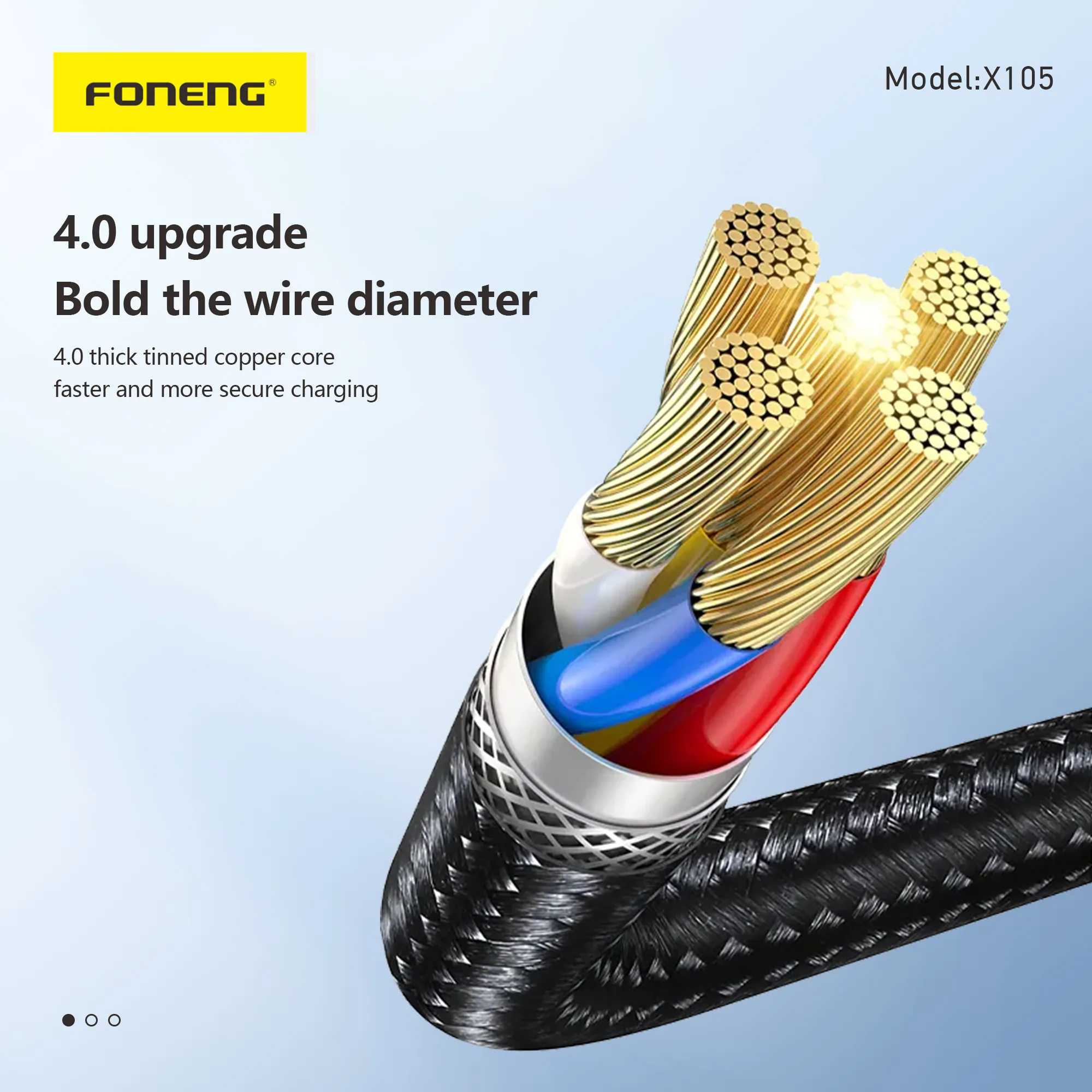 Foneng X105 1.2m Transparent Head Braided Cable (60W / PD27W) for Sale in Pakistan