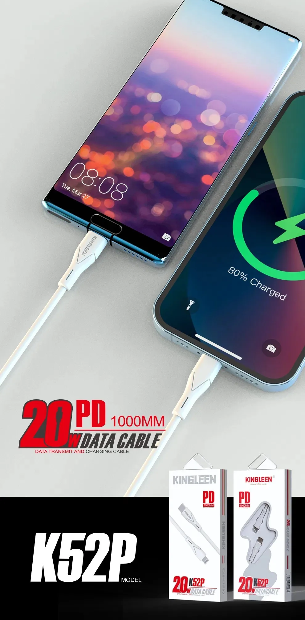 KINGLEEN TYPE C TO IPHONE PD DATA CABLE K15 for Sale in Pakistan