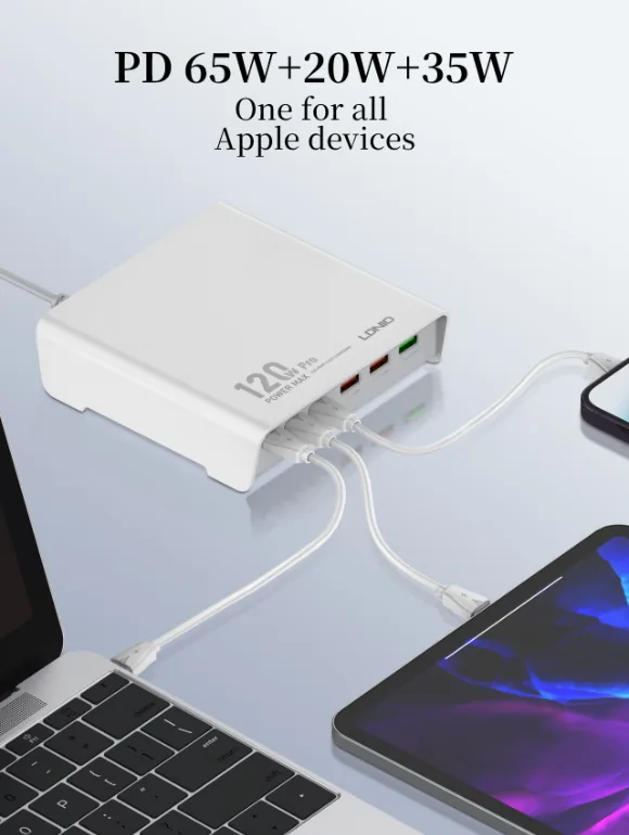 LDNIO 120W Multi-ports Desktop Charging Station Q605 for Sale in Pakistan