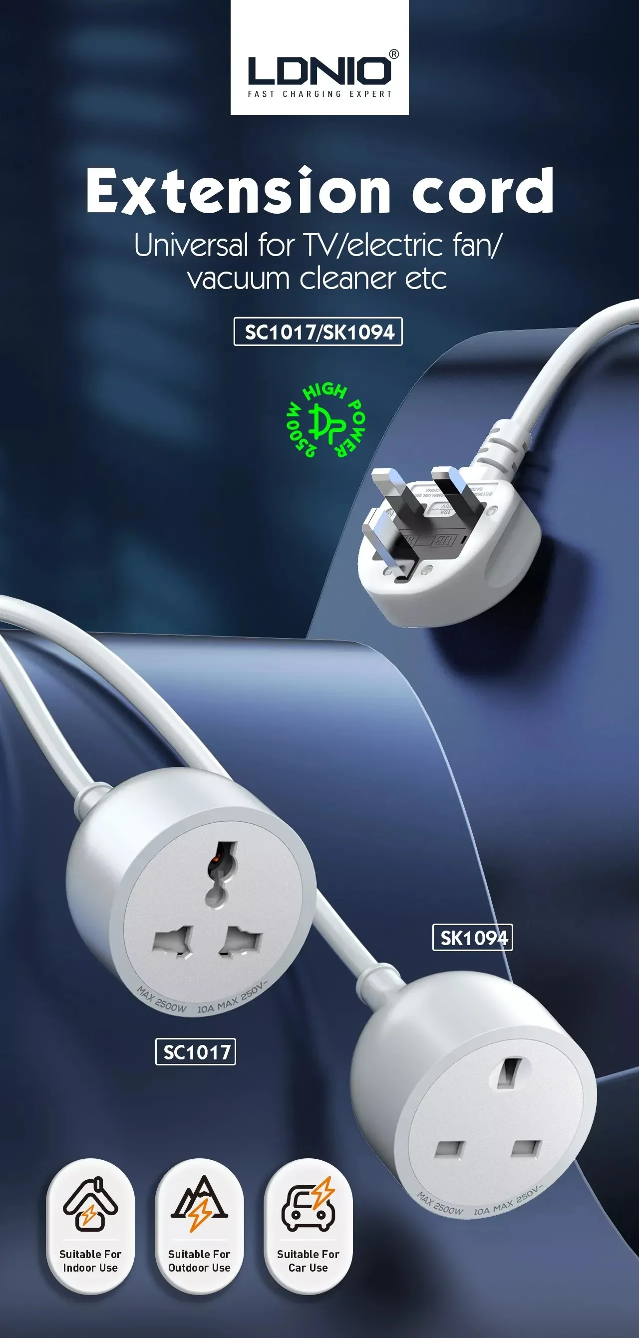LDNIO 1AC Outlet Universal Extension Power Socket SC1017 for Sale in Pakistan