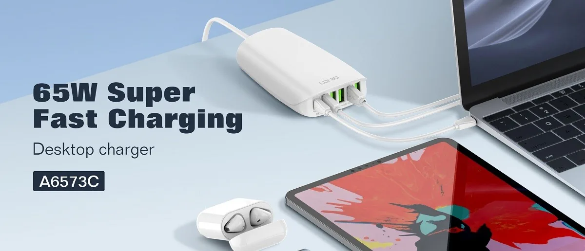 LDNIO A6573C 65W 6-Port USB Fast Wall Charger for Sale in Pakistan