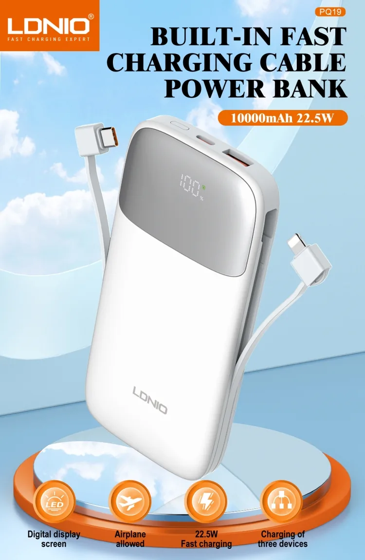 LDNIO PQ19 10000mah 20w/22.5 Power Bank with Digital Display for Sale in Pakistan