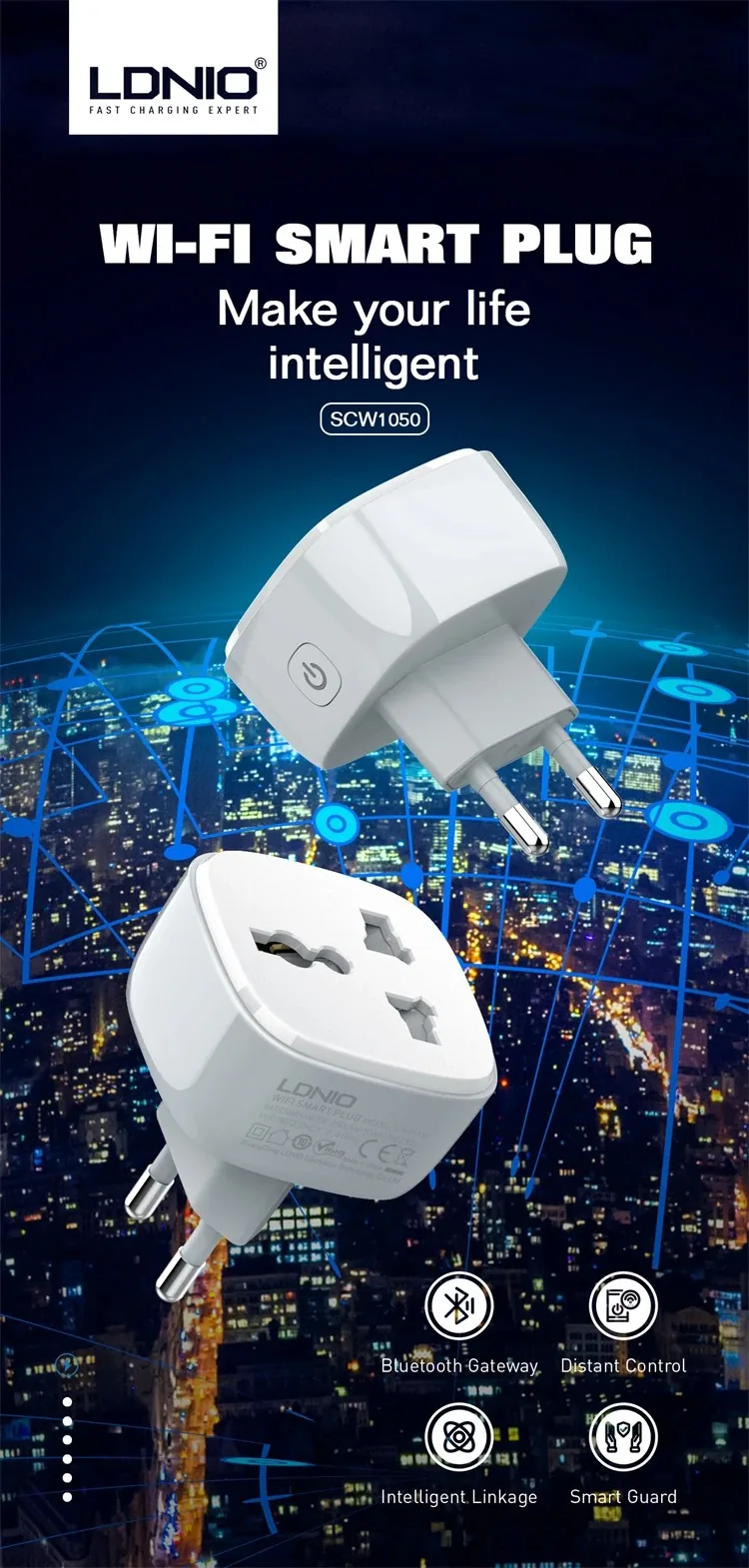 LDNIO SCW1050 Wi-Fi Smart Power Socket for Sale in Pakistan