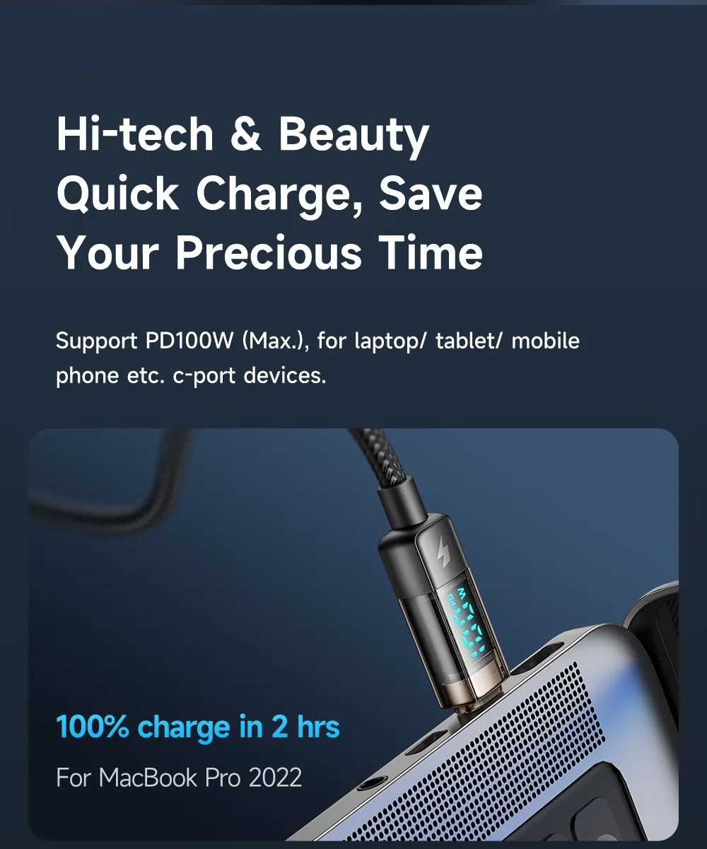 Mcdodo CA-3611 Type-C To Type-C 100W Digital Display Charging Data Cable for Sale in Pakistan