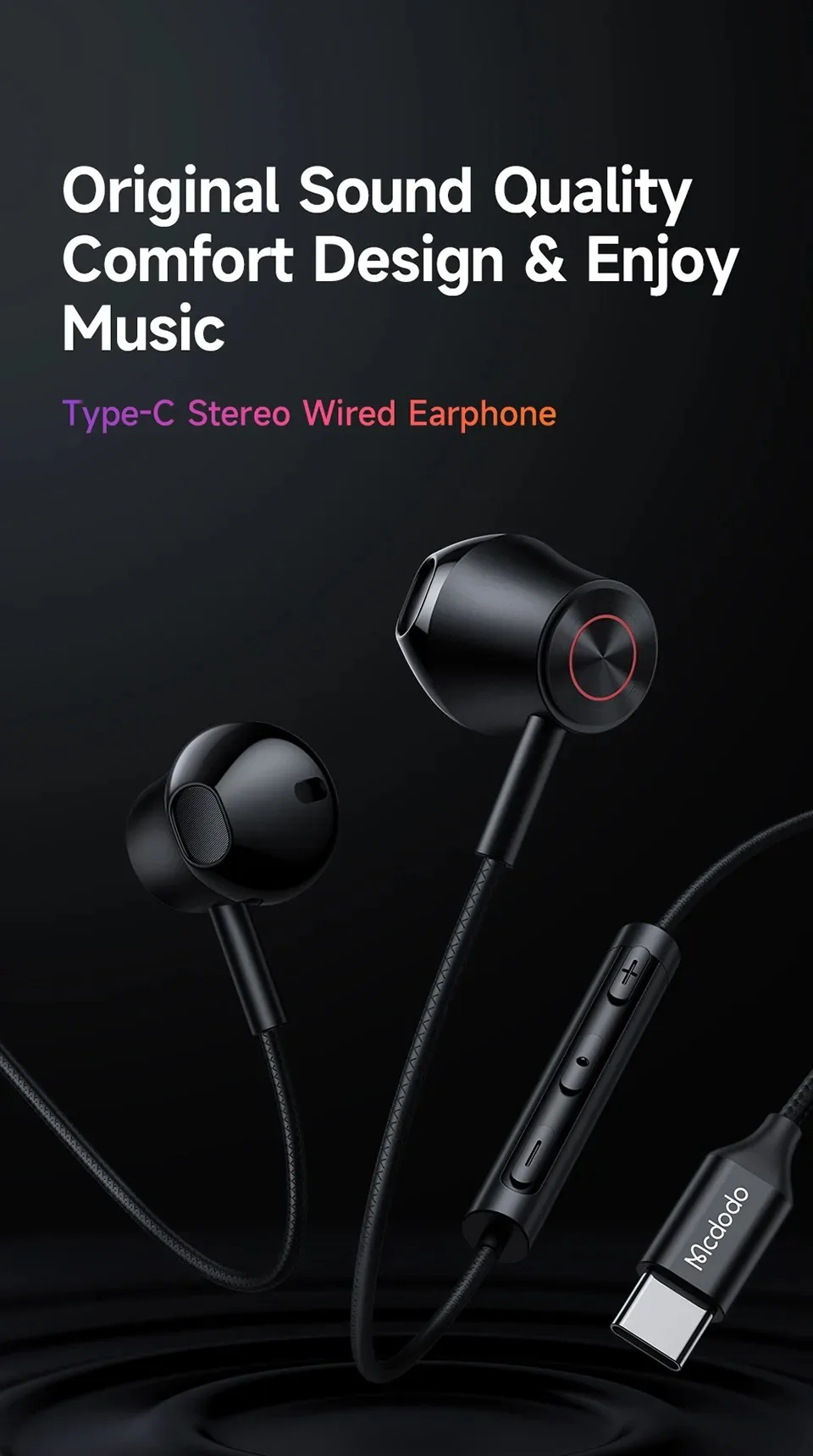 MCDODO Type-C Stereo Sound Wired Earphone HD Call Microphone Headphone HP-4070 for Sale in Pakistan