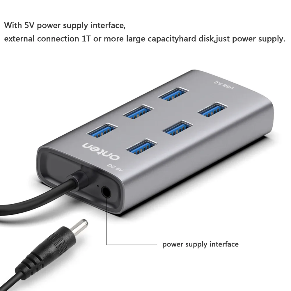 Onten 8108 USB-A 3.0 To 7 Port USB-A 3.0 Hub Docking Station for Sale in Pakistan