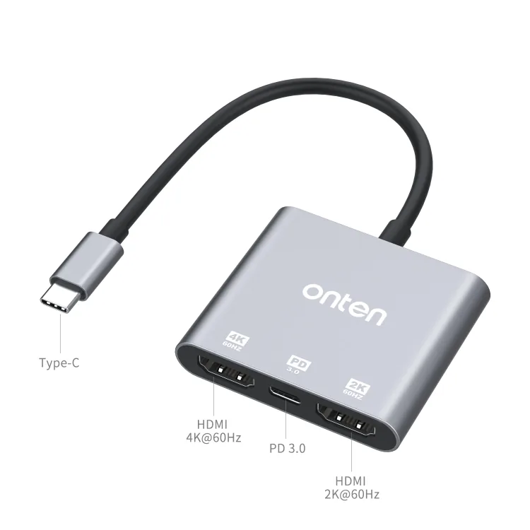 Onten Type-C to HDMI 2 Ports and PD 3.0 4K Adapter OTN-9175S for Sale in Pakistan