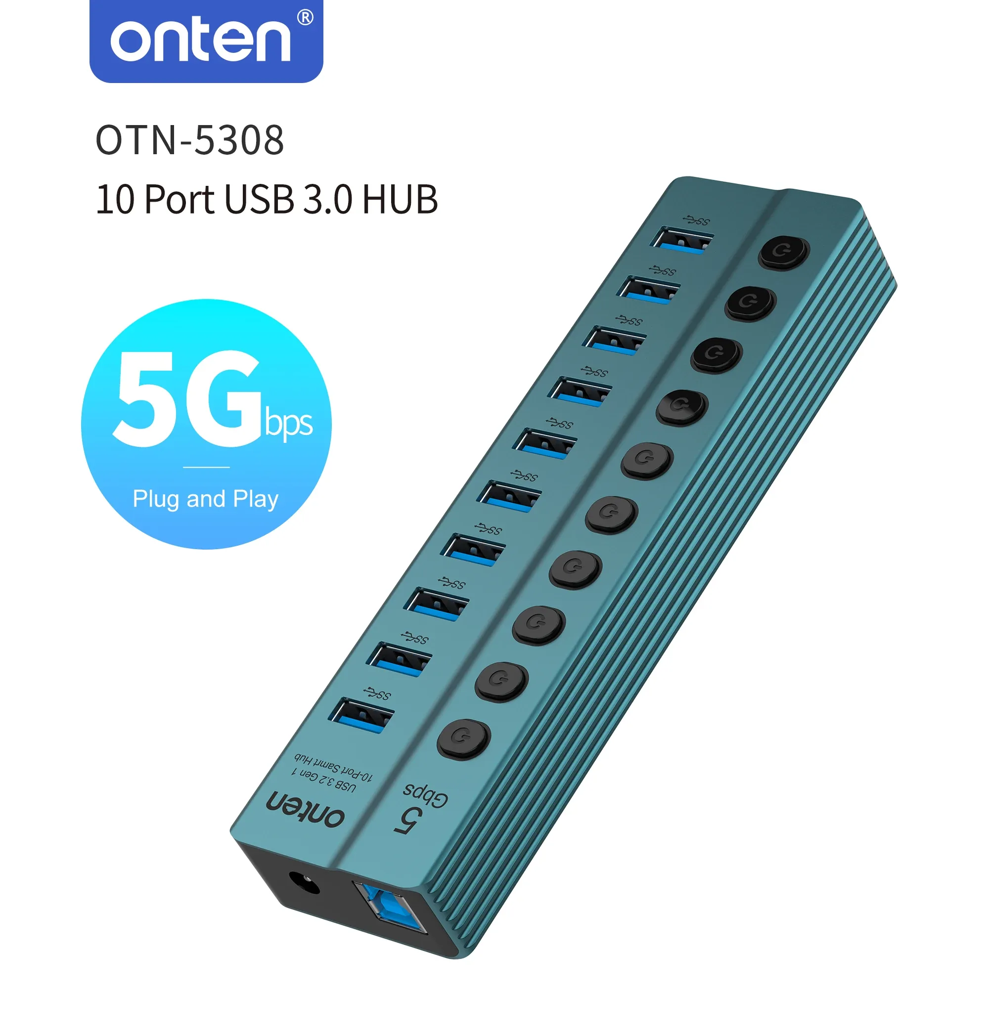 Onten USB 3.2 Gen 1 10-Port USB Hub OTN-5308 for Sale in Pakistan