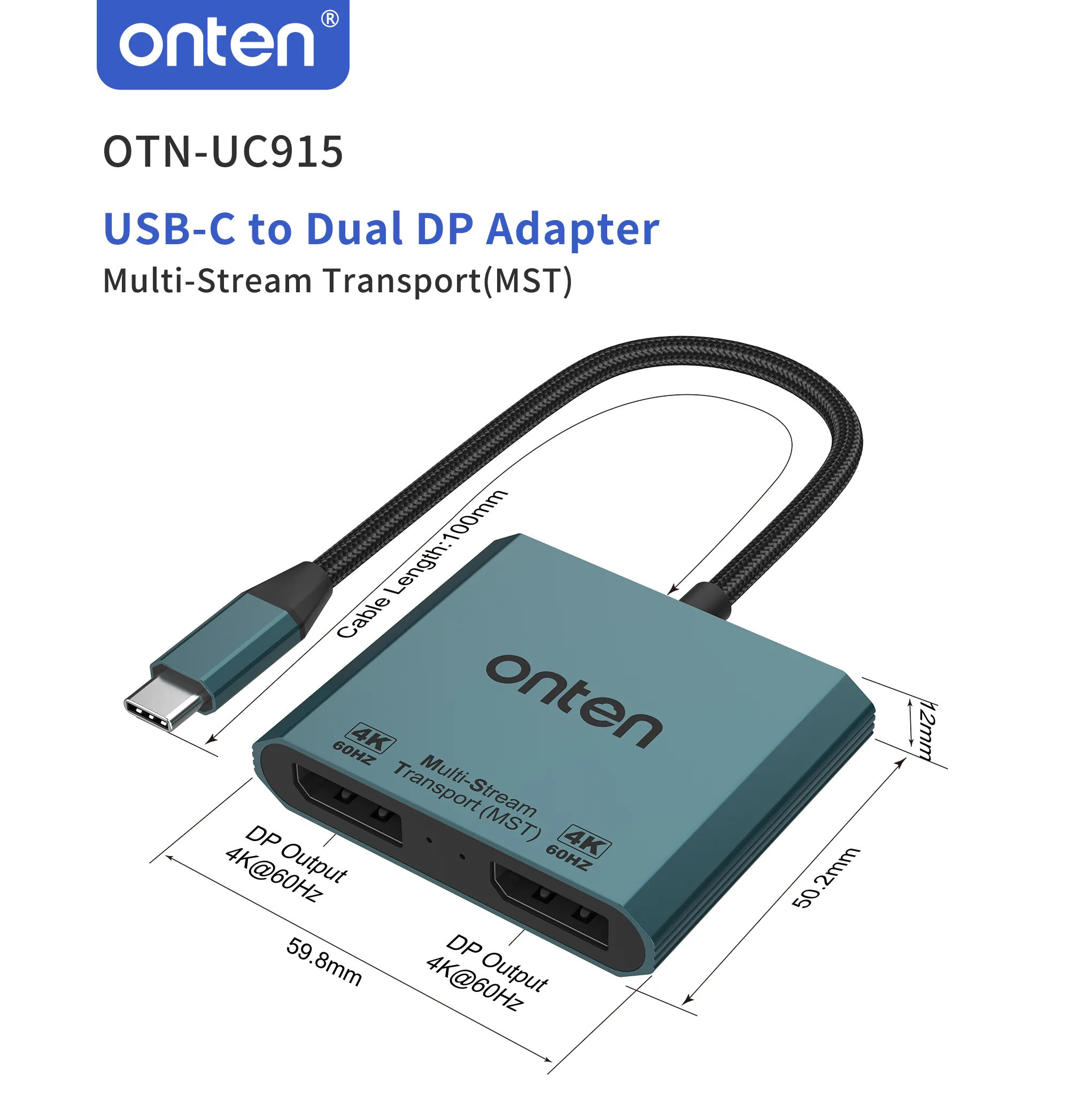 Onten USB-C to Dual DP Adapter 4K@60Hz UC915 for Sale in Pakistan
