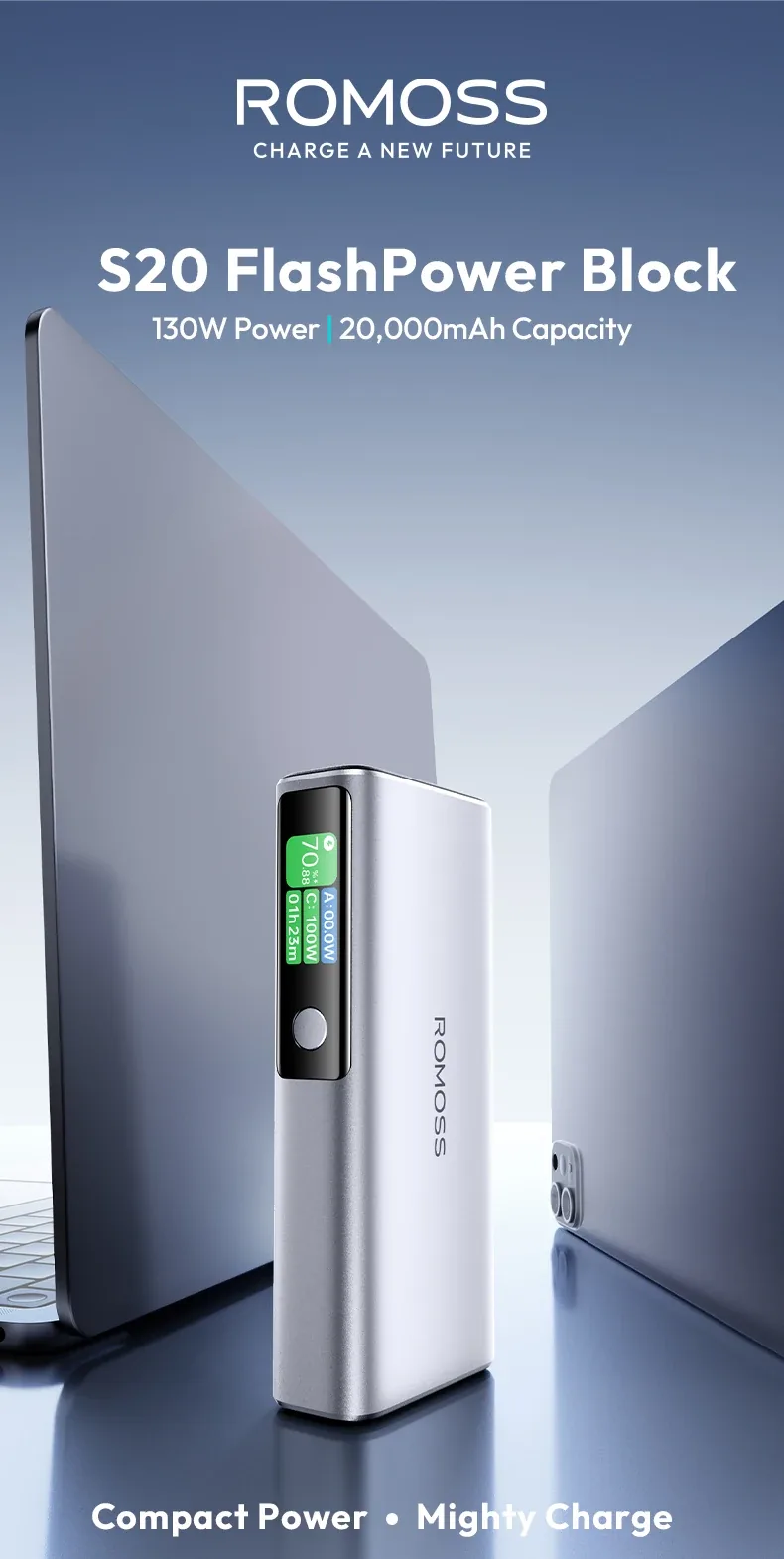 ROMOSS PD 130W Fast Charging Power Bank 20000mAh PPU20 for Sale in Pakistan