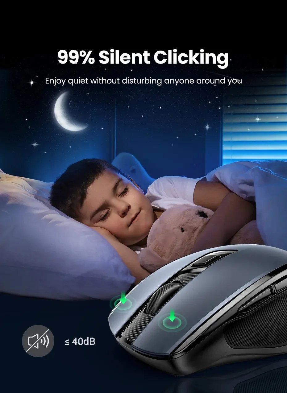 UGREEN 15063 Wireless Mouse, 6-Silent Button, Ergonomic, Auto Slip, 4000DPI MAX for Sale in Pakistan