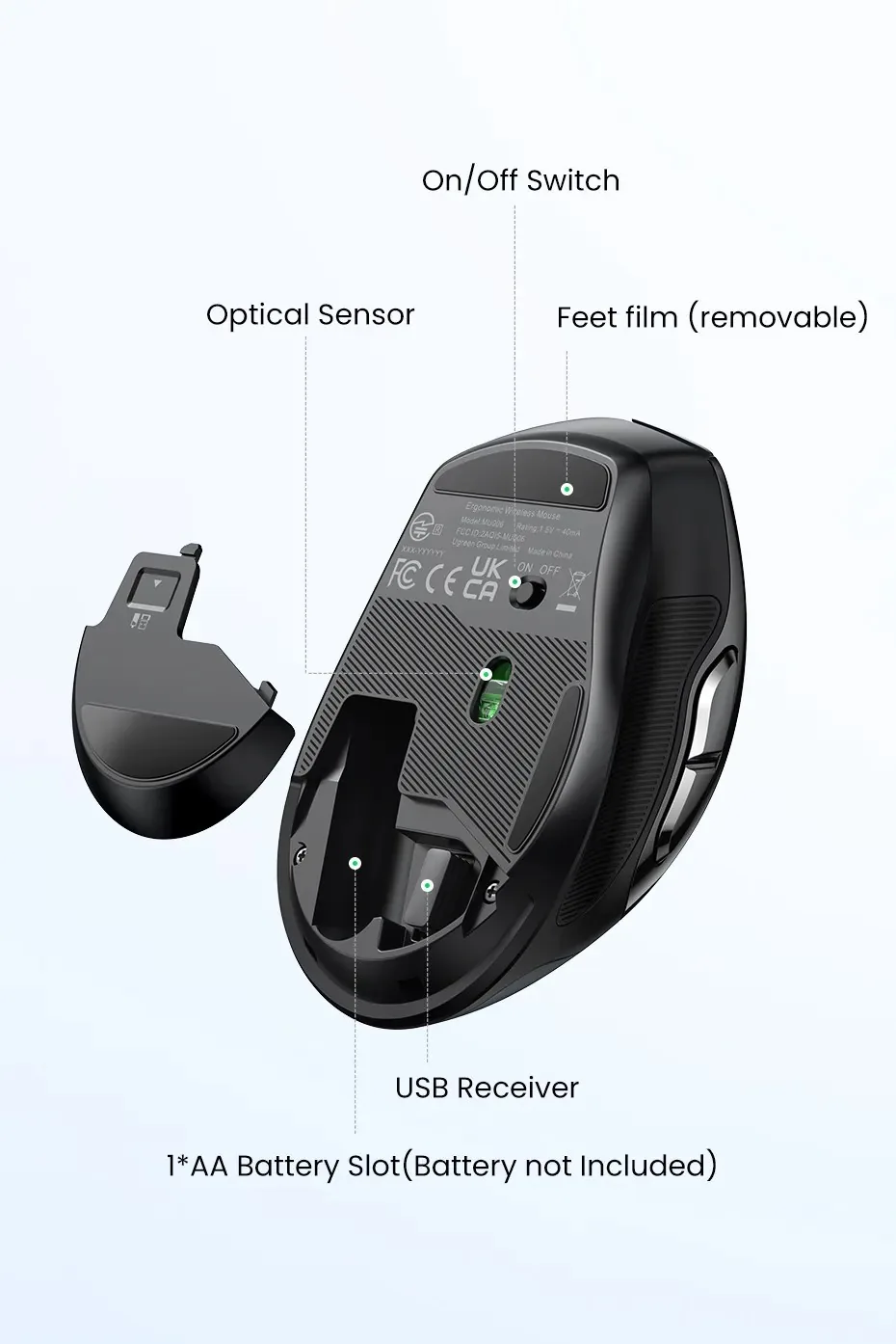UGREEN 15063 Wireless Mouse, 6-Silent Button, Ergonomic, Auto Slip, 4000DPI MAX for Sale in Pakistan