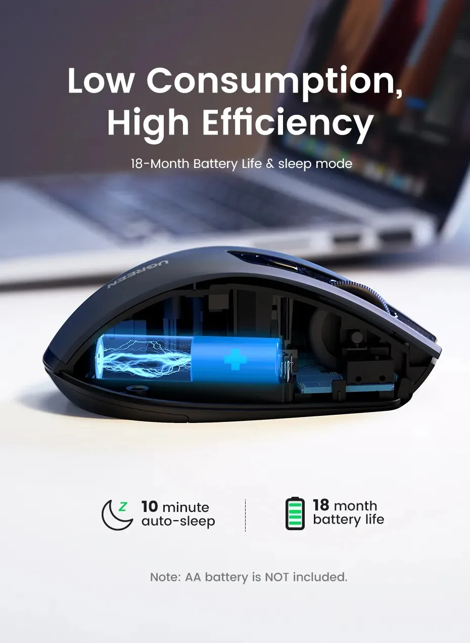 UGREEN 15063 Wireless Mouse, 6-Silent Button, Ergonomic, Auto Slip, 4000DPI MAX for Sale in Pakistan