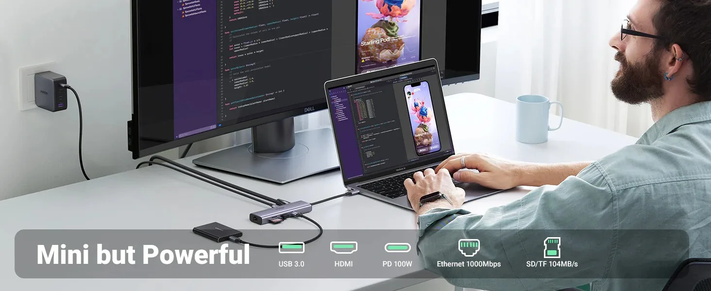 Ugreen 15852 Revodok 206 6-in-1 USB-C Hub (Dual HDMI, 8K@30Hz Single) for Sale in Pakistan