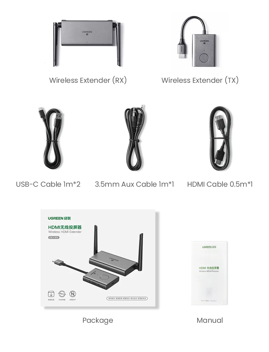 UGREEN 50633 Wireless HDMI Extender TX and RX 50 Meter Range for Sale in Pakistan