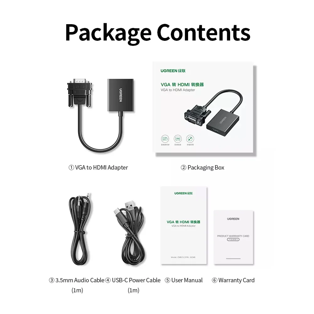 UGREEN 50945 VGA to HDMI Adapter Display For TV & Projector for Sale in Pakistan