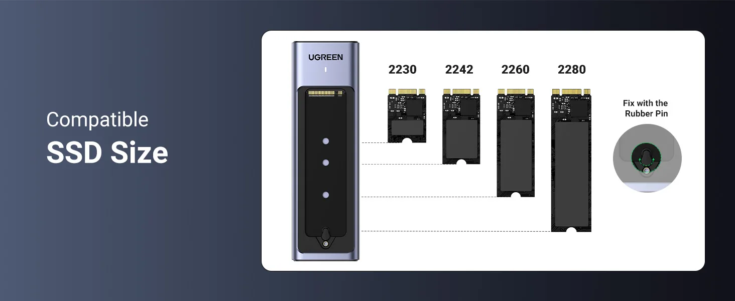 Ugreen 90408 10Gbps M.2 NVMe SATA SSD Hard Drive Enclosure With 2 Cables for Sale in Pakistan