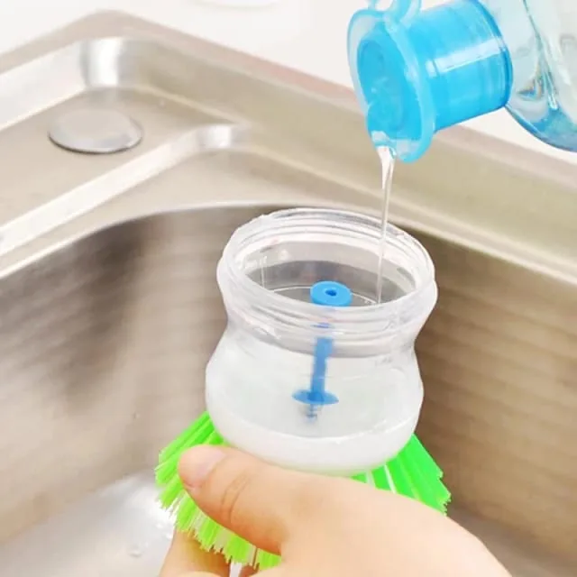 2 In 1 Wash Pot Brush Pot Dish Brushes With Washing Up Liquid Soap Dispenser Household Kitchen Cleaing Brush Tools Accessories , 2 In 1 Wash Pot Brush Pot Dish Brushes With Washing Up Liquid Soap Dispenser Household Kitchen Cleaing Brush Tools Accessories