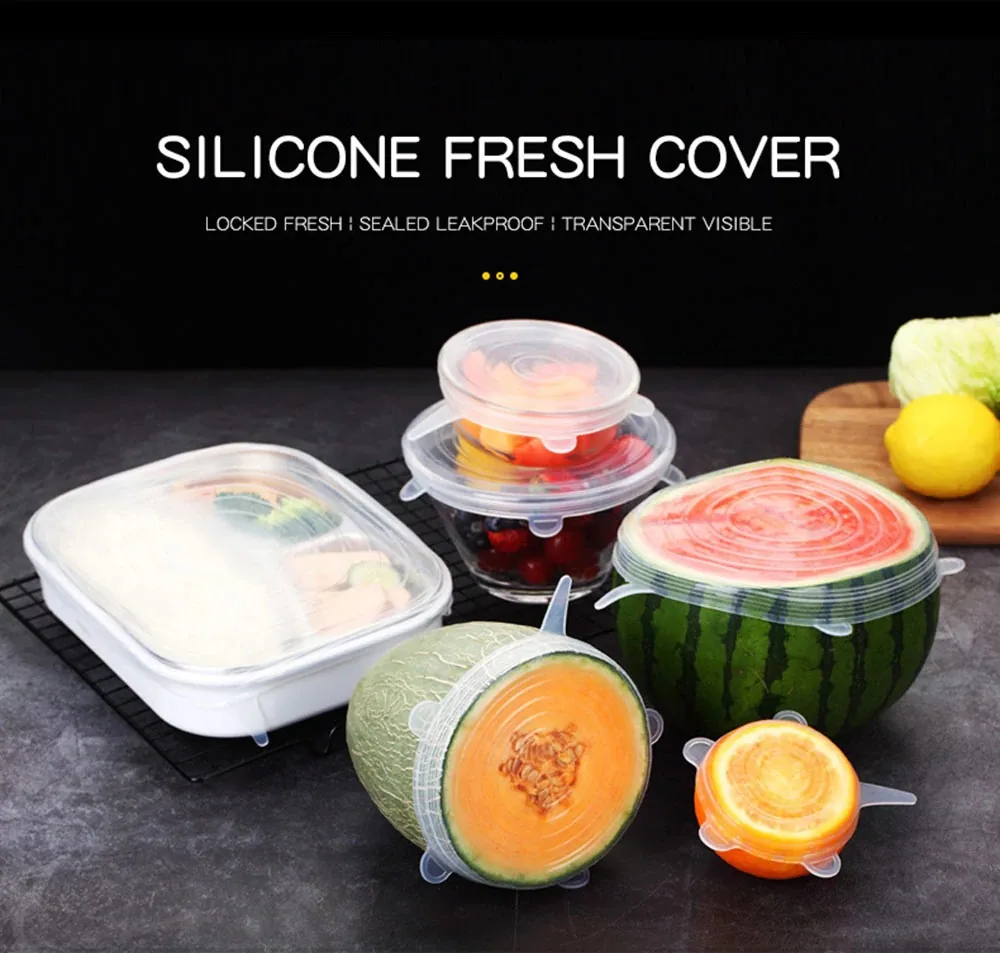 6PCS Lid Silicone Cover Food Caps Elastic Stratchy Fresh Microwave Lids Stretch Silicone Cover For kitchen accessories food , 6PCS Lid Silicone Cover Food Caps Elastic Stratchy Fresh Microwave Lids Stretch Silicone Cover For kitchen accessories food for s