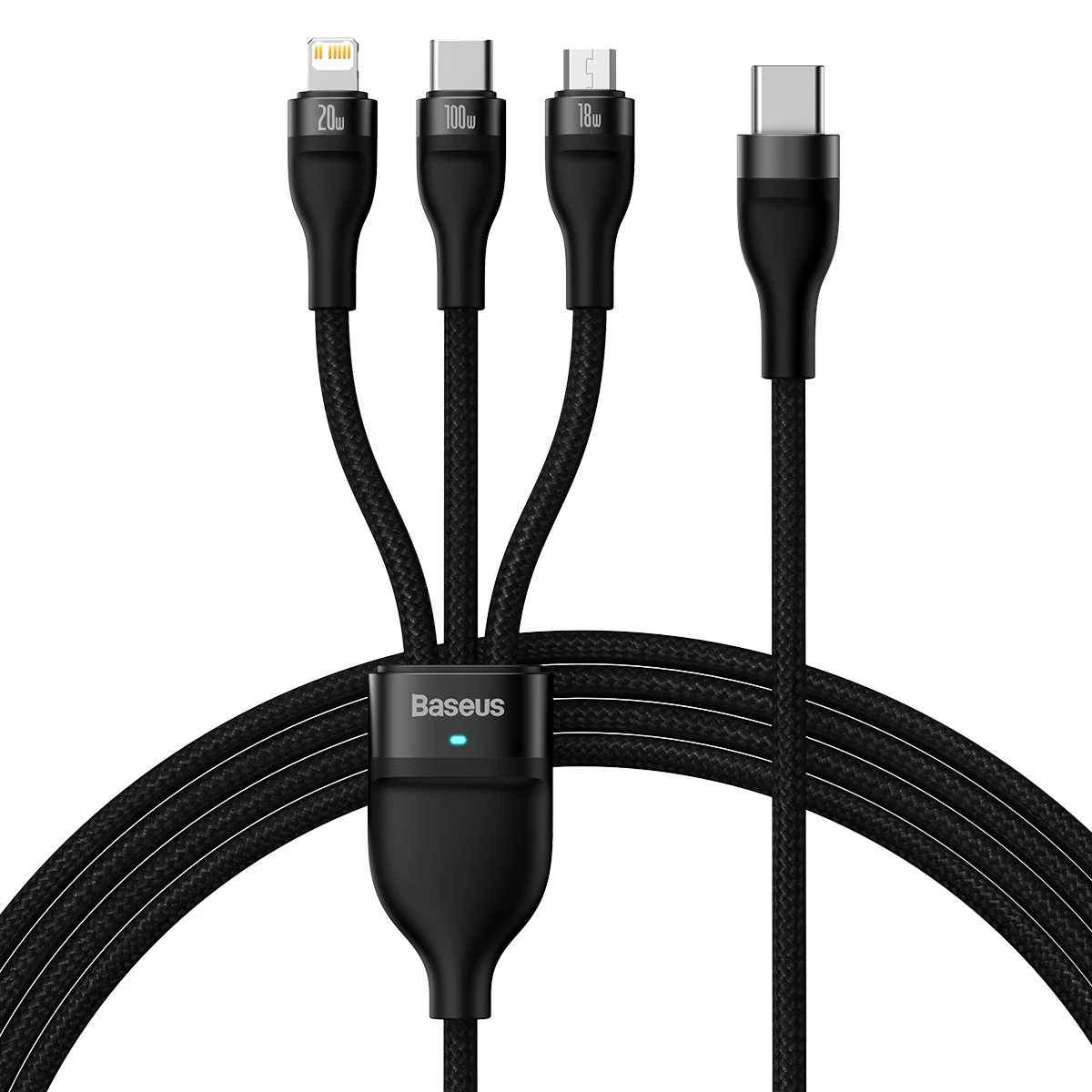 Baseus Flash SeriesⅡOne-for-three Fast Charging Data Cable Type-C to M+L+C 100W, Baseus Flash SeriesⅡOne-for-three Fast Charging Data Cable Type-C to M+L+C 100W for Sale