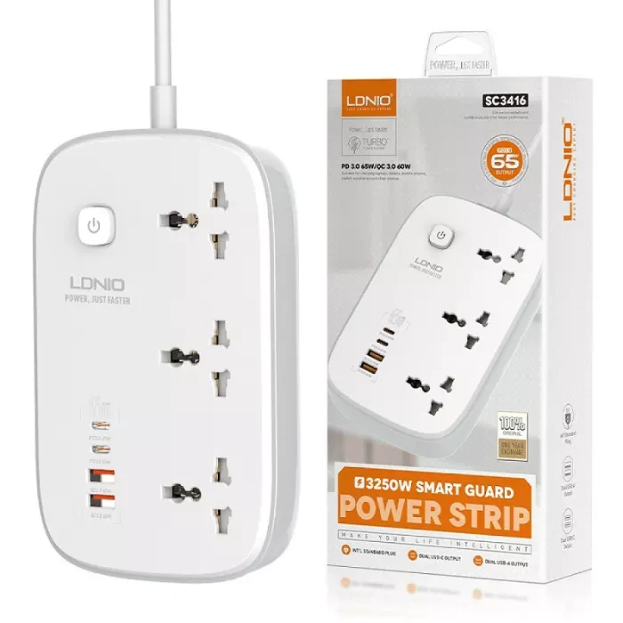 LDNIO 3AC Outlets 4-USB Power Strip SC3416, LDNIO 3AC Outlets 4-USB Power Strip SC3416 for Sale