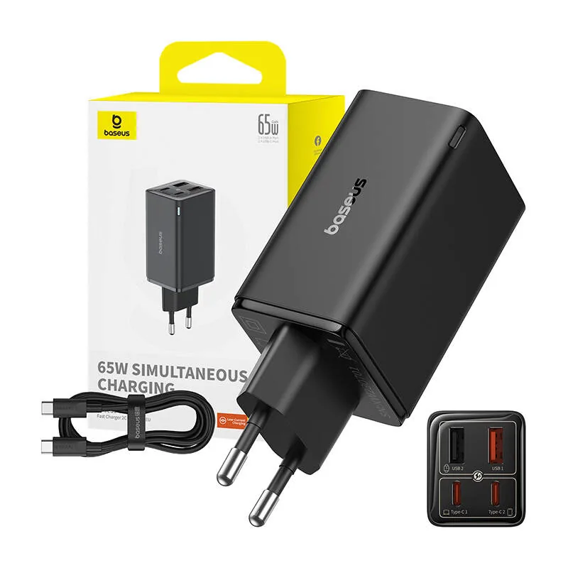 Baseus 2C+2U 65W GaN6 Pro Fast Charger EU Cluster Black for Sale in Pakistan , Baseus 2C+2U 65W GaN6 Pro Fast Charger EU Cluster Black for Sale in Pakistan for sale , Baseus 2C+2U 65W GaN6 Pro Fast Charger EU Cluster Black for Sale in Pakistan for Sale in