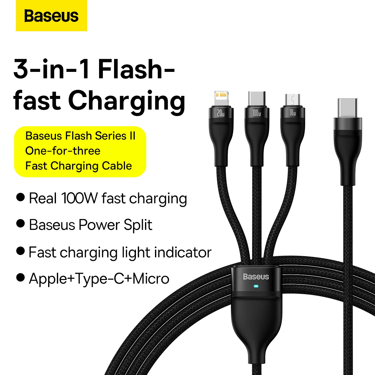 Baseus Flash SeriesⅡOne-for-three Fast Charging Data Cable Type-C to M+L+C 100W , Baseus Flash SeriesⅡOne-for-three Fast Charging Data Cable Type-C to M+L+C 100W for sale , Baseus Flash SeriesⅡOne-for-three Fast Charging Data Cable Type-C to M+L+C 100W fo