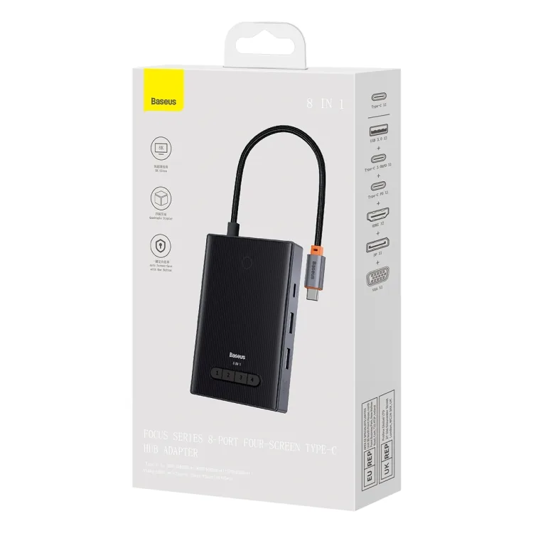 Baseus Focus Series 8-Port Four Screen Type-C Hub Adapter , Baseus Focus Series 8-Port Four Screen Type-C Hub Adapter for sale , Baseus Focus Series 8-Port Four Screen Type-C Hub Adapter for Sale in Pakistan , Baseus Focus Series 8-Port Four Screen Type-C