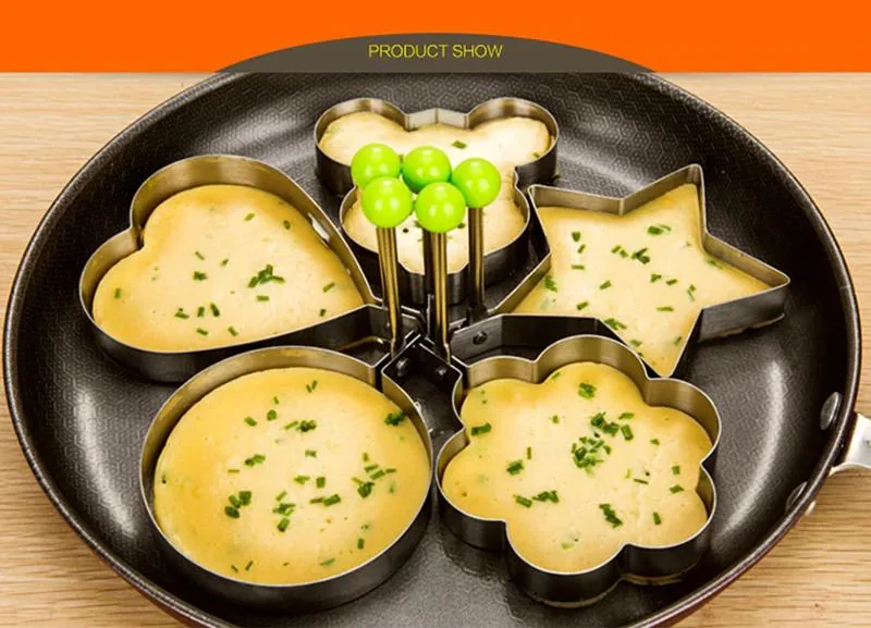 Stainless Steel 5Style Fried Egg Pancake Shaper Omelette Mold Mould Frying Egg Cooking Tools , Stainless Steel 5Style Fried Egg Pancake Shaper Omelette Mold Mould Frying Egg Cooking Tools for sale , Stainless Steel 5Style Fried Egg Pancake Shaper Omelette