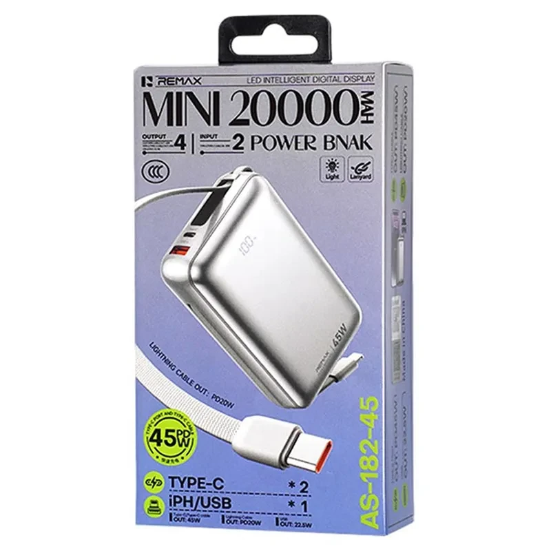 Remax Power Bank 20000MAH AS-182-45 45W - Silver , Remax Power Bank 20000MAH AS-182-45 45W - Silver for sale , Remax Power Bank 20000MAH AS-182-45 45W - Silver for Sale in Pakistan , Remax Power Bank 20000MAH AS-182-45 45W - Silver Available in Pakistan ,