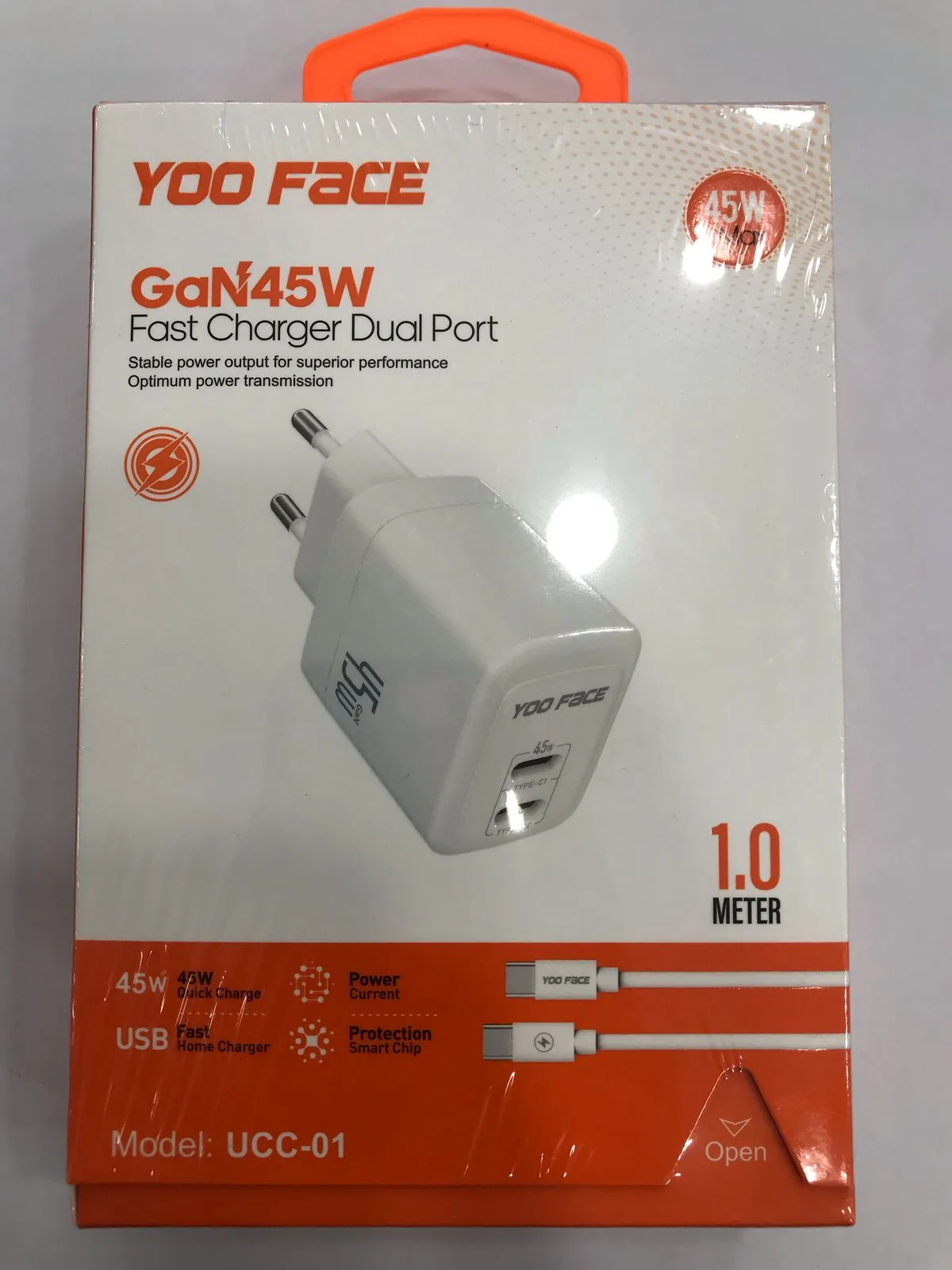 Yoo Face GaN 45WPD 2U Fast Charger with Cable UCC-01 for Sale in Pakistan , Yoo Face GaN 45WPD 2U Fast Charger with Cable UCC-01 for Sale in Pakistan for sale , Yoo Face GaN 45WPD 2U Fast Charger with Cable UCC-01 for Sale in Pakistan for Sale in Pakistan