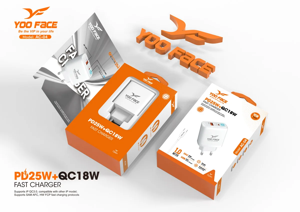 YOO FACE PD25W U+C Fast Charger With iPhone Cable AC-04 for Sale in Pakistan , YOO FACE PD25W U+C Fast Charger With iPhone Cable AC-04 for Sale in Pakistan for sale , YOO FACE PD25W U+C Fast Charger With iPhone Cable AC-04 for Sale in Pakistan for Sale in